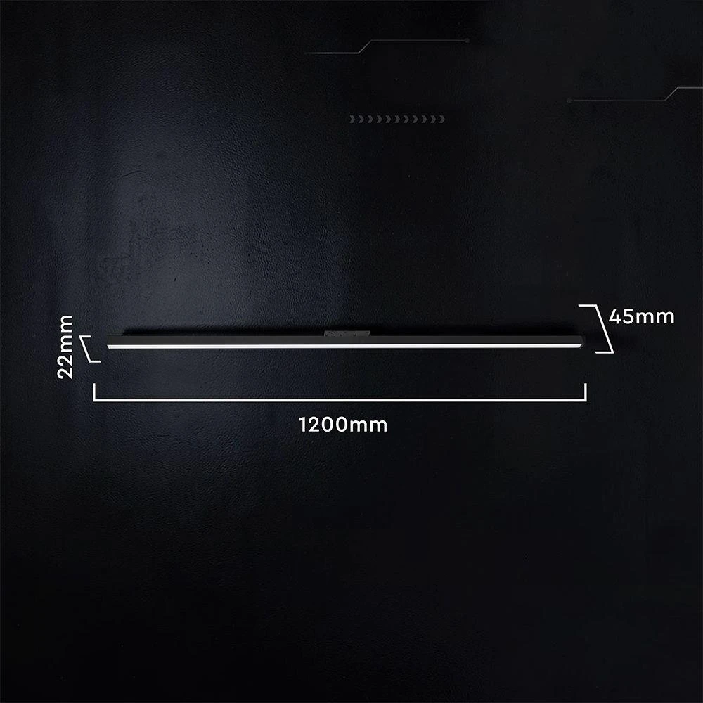 LED šviestuvas V-TAC 36W 120cm juodas 4000K