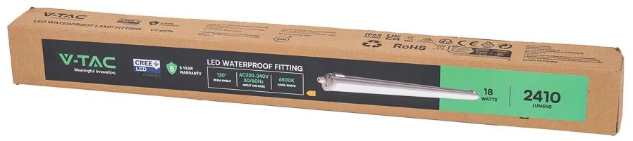 Lubinis šviestuvas V-tac 18W LED linijinis paviršinis šviestuvas G-SERIES, 60cm, baltas, 6500K, IP65, CREE LED chip