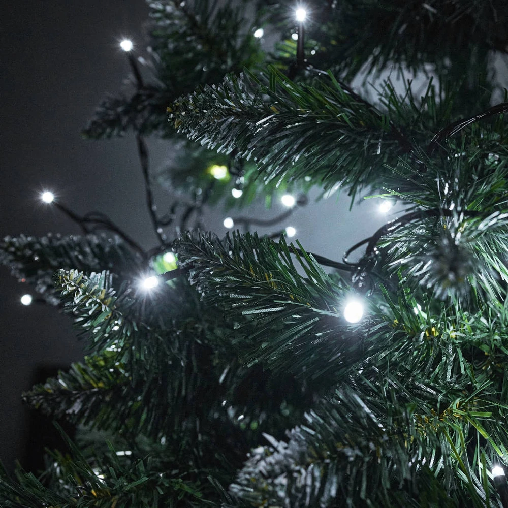 Roger LED žibintai šviesos grandinė 10m 100LED šaltai balta