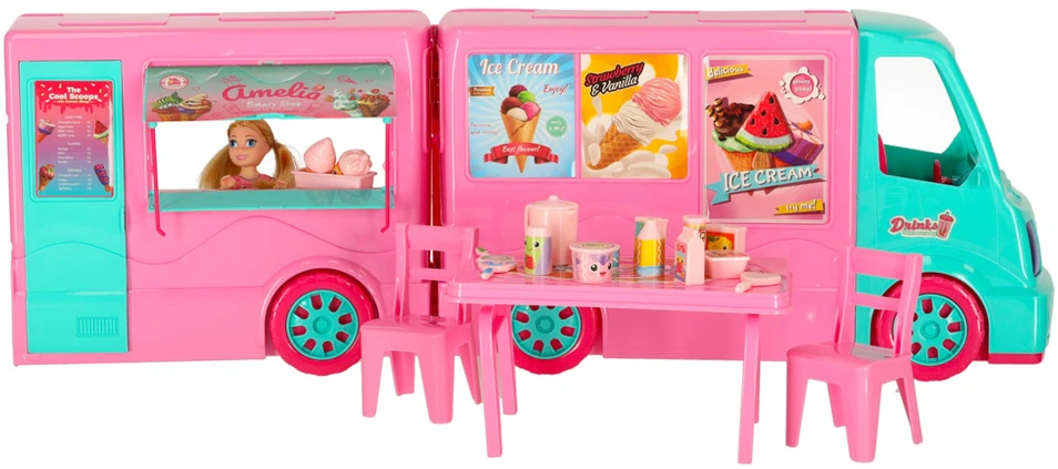 Lėlių automobilių rinkinys Food truck 21 el.