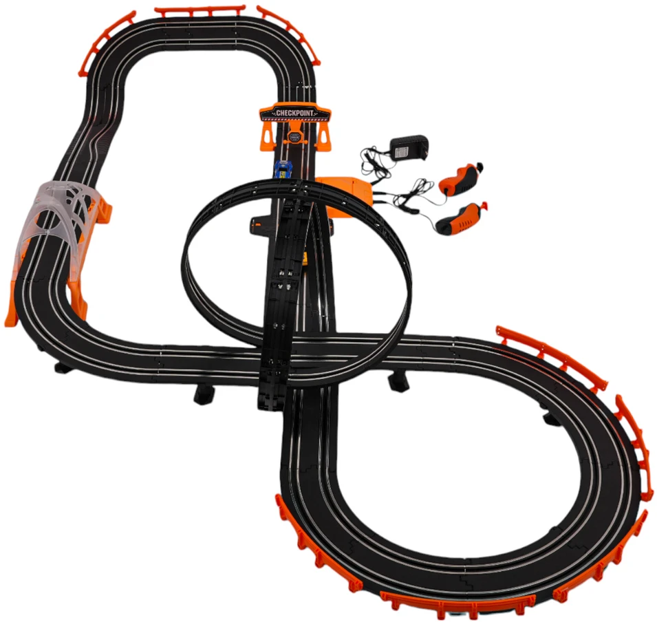 Lenktynių trasa TRACK MASTER su apšvietimu ir priedais 615 cm