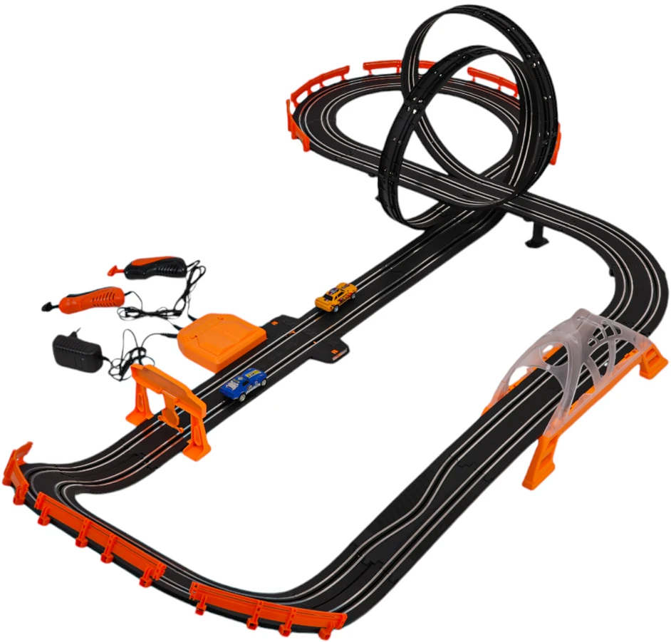 Lenktynių trasa TRACK MASTER su apšvietimu ir priedais 615 cm