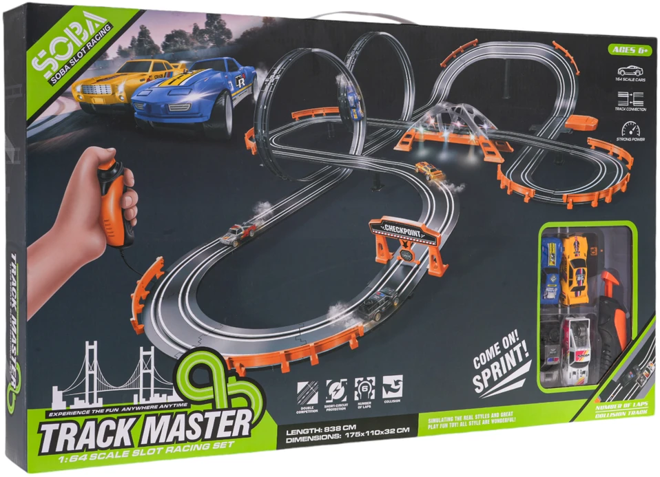 Lenktynių trasa TRACK MASTER su apšvietimu ir priedais