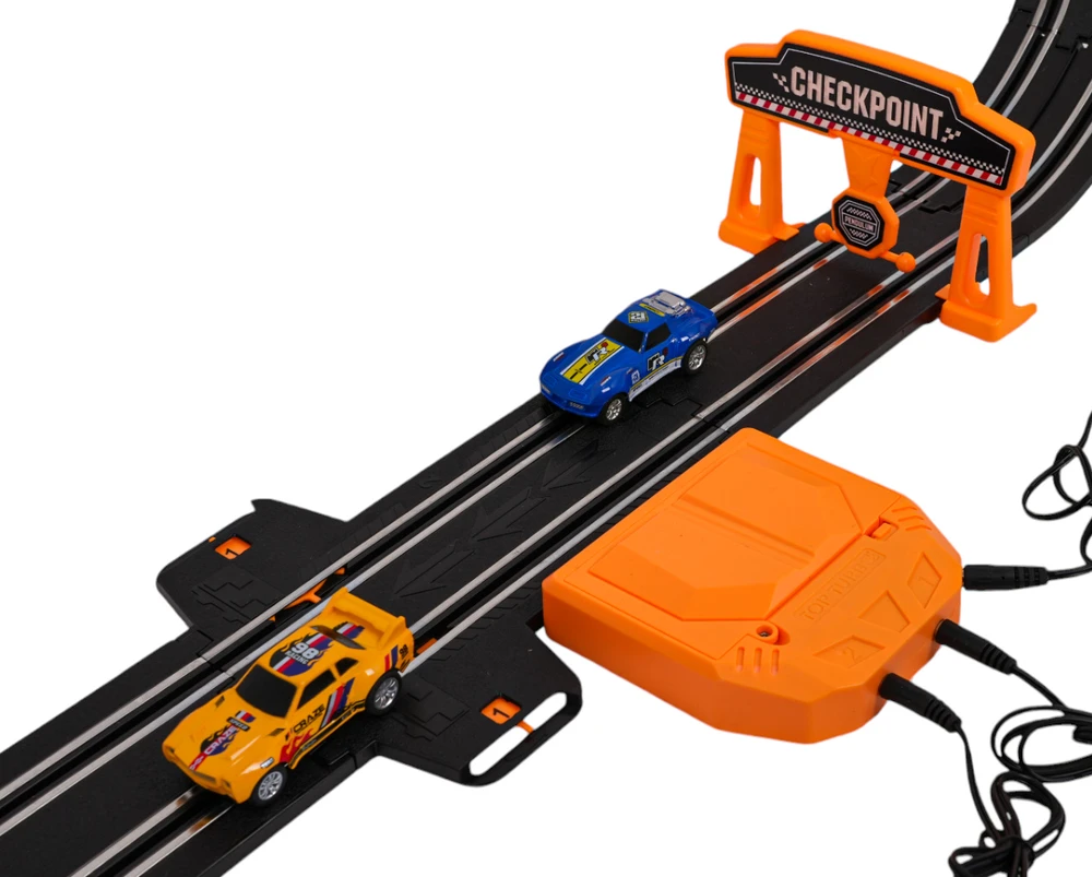 Lenktynių trasa TRACK MASTER su apšvietimu ir priedais 615 cm