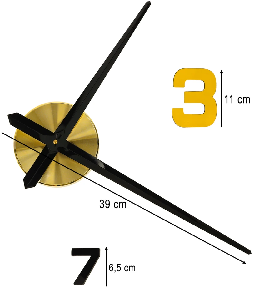 Lipdukas sieninis laikrodis 100-120 cm juodas auksinis