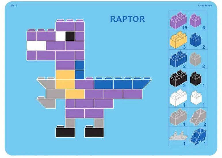 Little Architect Edukaciniai konstruktoriaus kaladėlės su dinozaurų modeliais, vaikams nuo 5 metų, 750 elementų, raudona dėžė