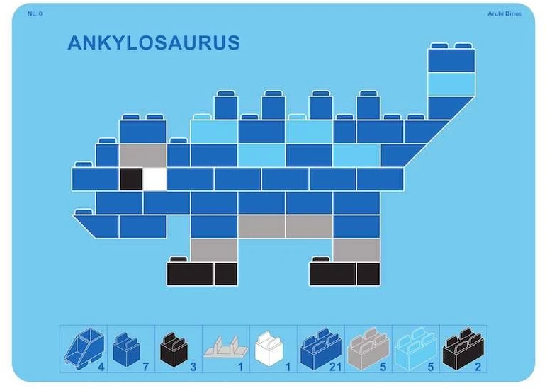 Little Architect Edukaciniai konstruktoriaus kaladėlės su dinozaurų modeliais, vaikams nuo 5 metų, 750 elementų, raudona dėžė