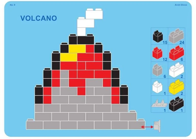 Little Architect Edukaciniai konstruktoriaus kaladėlės su dinozaurų modeliais, vaikams nuo 5 metų, 750 elementų, raudona dėžė