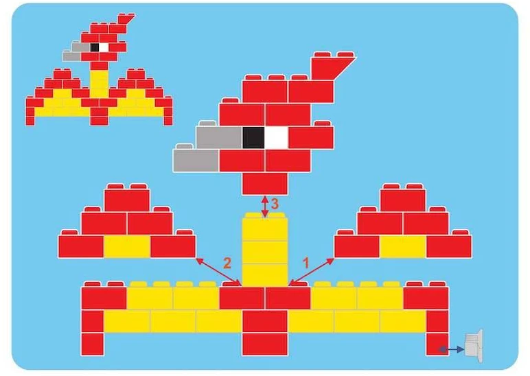 Little Architect Edukaciniai konstruktoriaus kaladėlės su dinozaurų modeliais, vaikams nuo 5 metų, 750 elementų, raudona dėžė