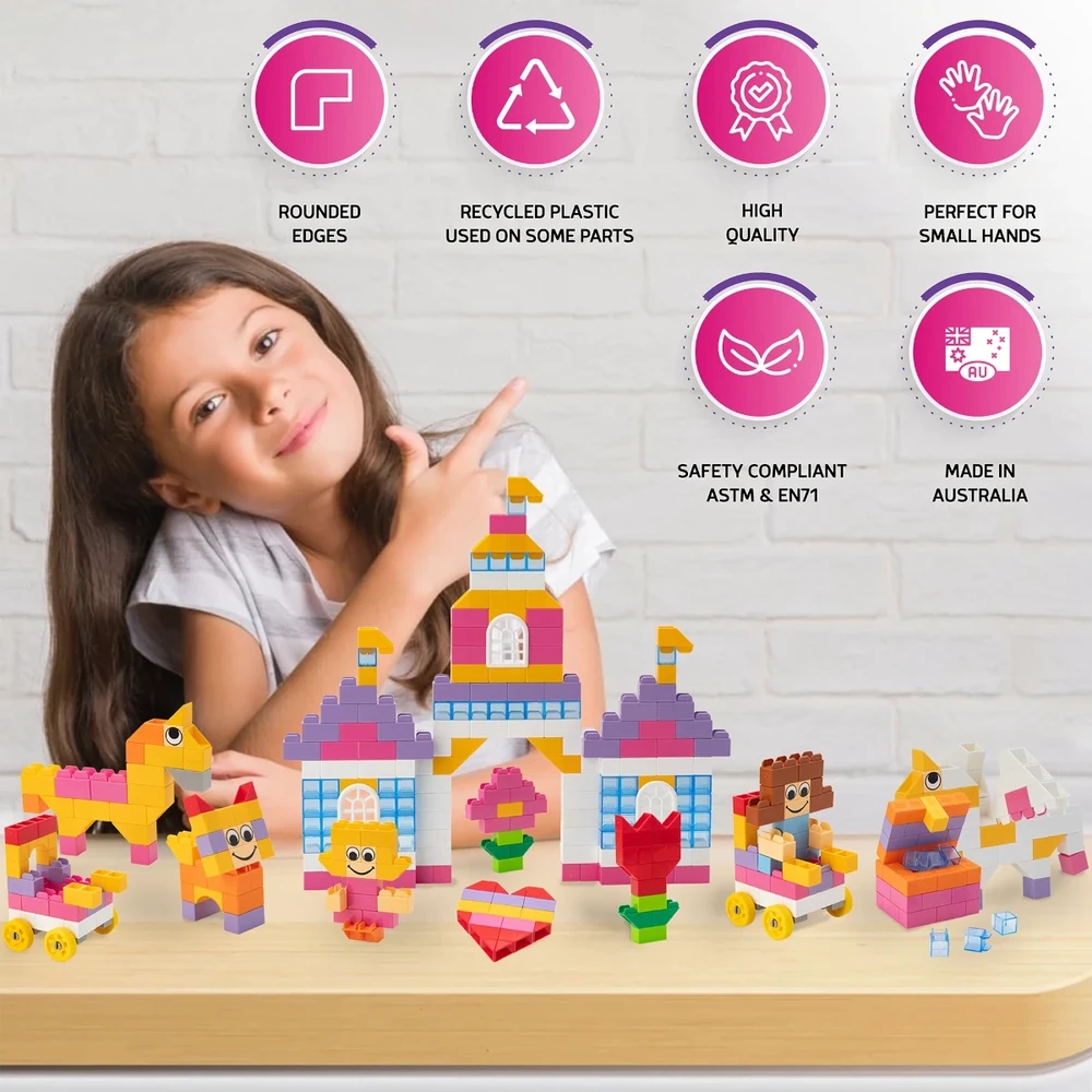 Little Architect Edukaciniai konstruktoriaus kiti 350 elementų, vaikams nuo 5 metų, gyvūnų modeliai