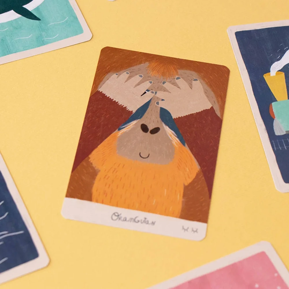 Londji Atminties kortų žaidimas vaikams nuo 5 metų, koncentracijai ir imitacijai, Orangutanas, spalvotas