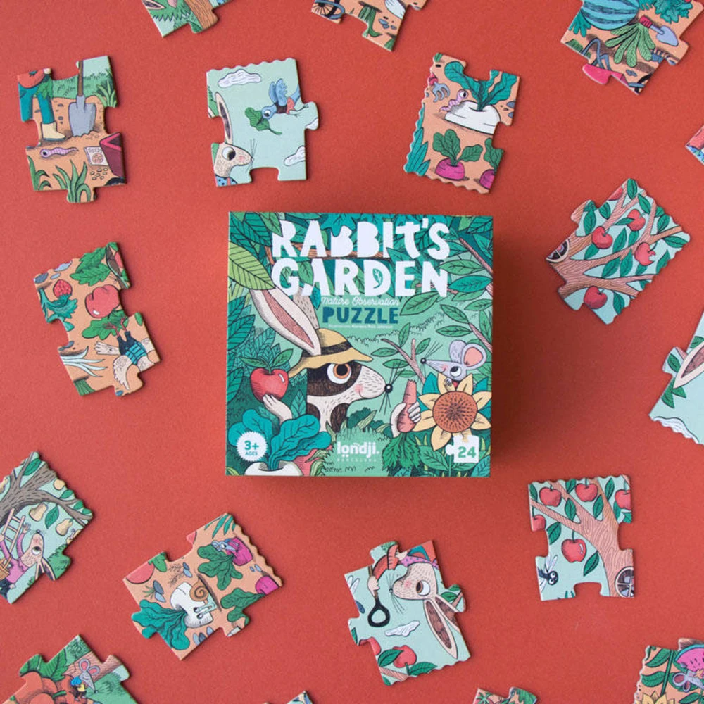 Londji Dėlionė vaikams nuo 3 metų Rabbit's Garden su 24 didelėmis detalėmis ir stebėjimo žaidimu, spalvota