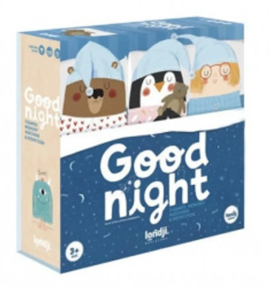 Londji edukacinis žaidimas „Good Night“ 3in1 atminties, loginio mąstymo ir derinimo lavinimui, vaikams nuo 3 metų