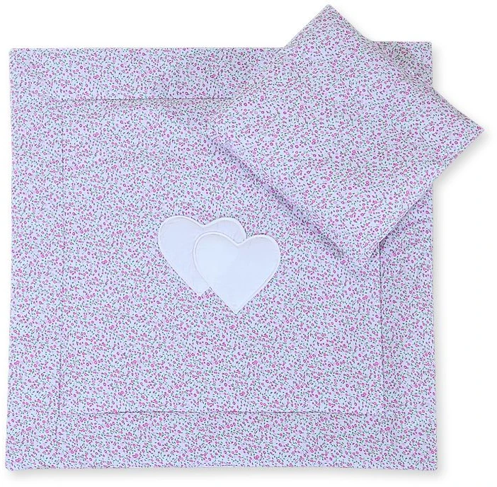 Patalynės komplektas kūdikiui Hearts su gėlėmis – jaukumui ir saldiems sapnams.