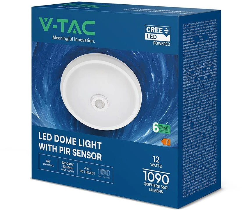 Lubinis šviestuvas 12W LED paviršinis šviestuvas, baltas, 3000/4000/6000K, su judesio davikliu, CREE LED chip