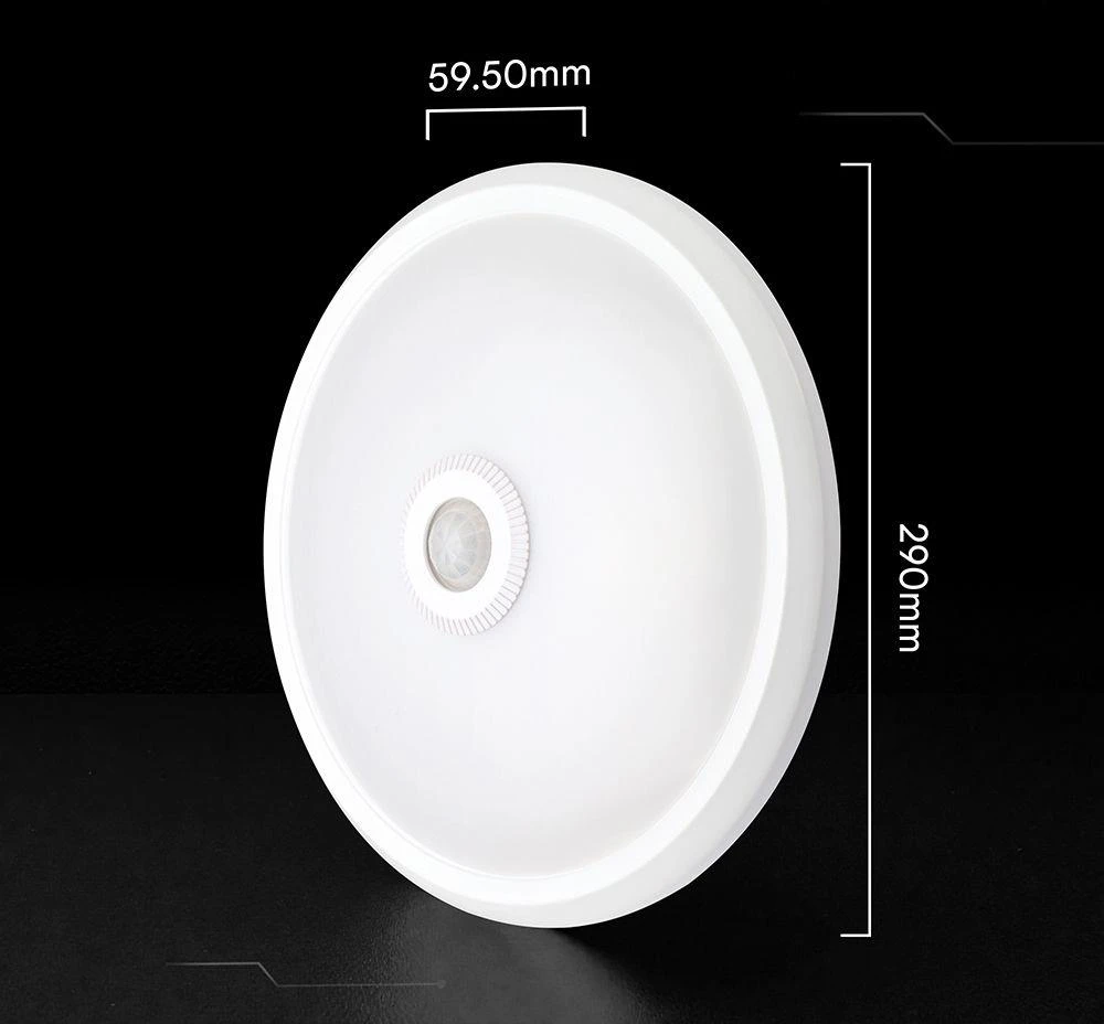 Lubinis šviestuvas 12W LED paviršinis šviestuvas, baltas, 3000/4000/6000K, su judesio davikliu, CREE LED chip