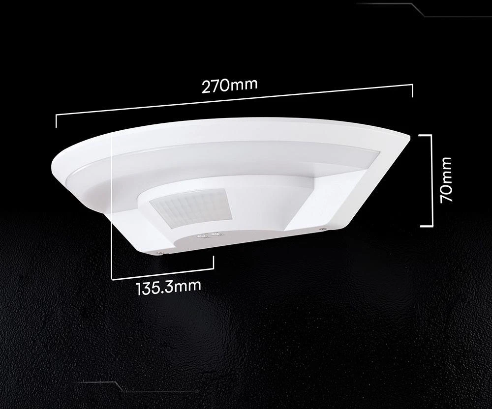 Lubinis šviestuvas 10W LED sieninis šviestuvas su PIR judesio davikliu, baltas, 4000K, IP54, CREE LED chip