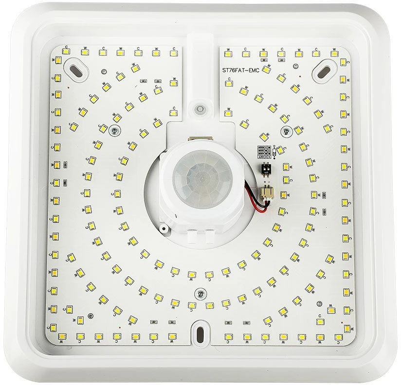 Lubinis šviestuvas 12W LED paviršinis šviestuvas, kvadratinis, baltas, 3000/4000/6000K, su judesio davikliu, CREE LED chip