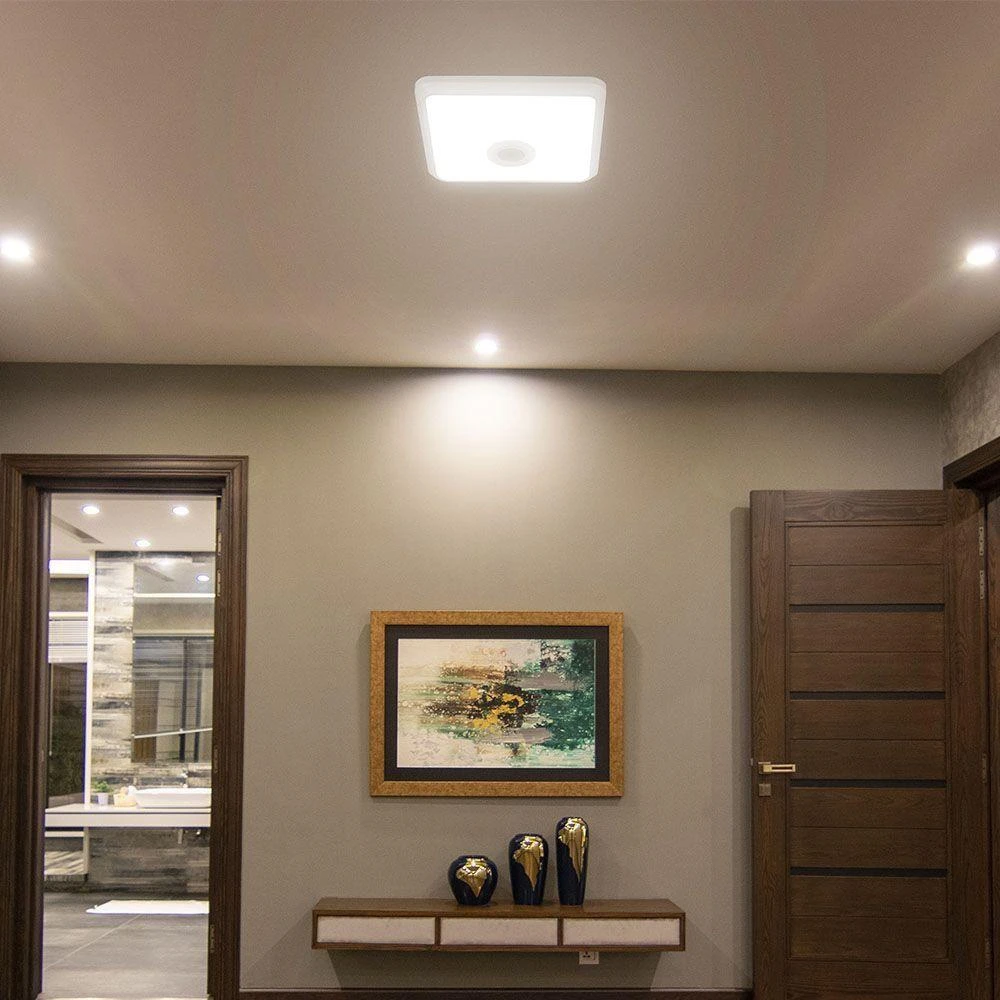 Lubinis šviestuvas 12W LED paviršinis šviestuvas, kvadratinis, baltas, 3000/4000/6000K, su judesio davikliu, CREE LED chip