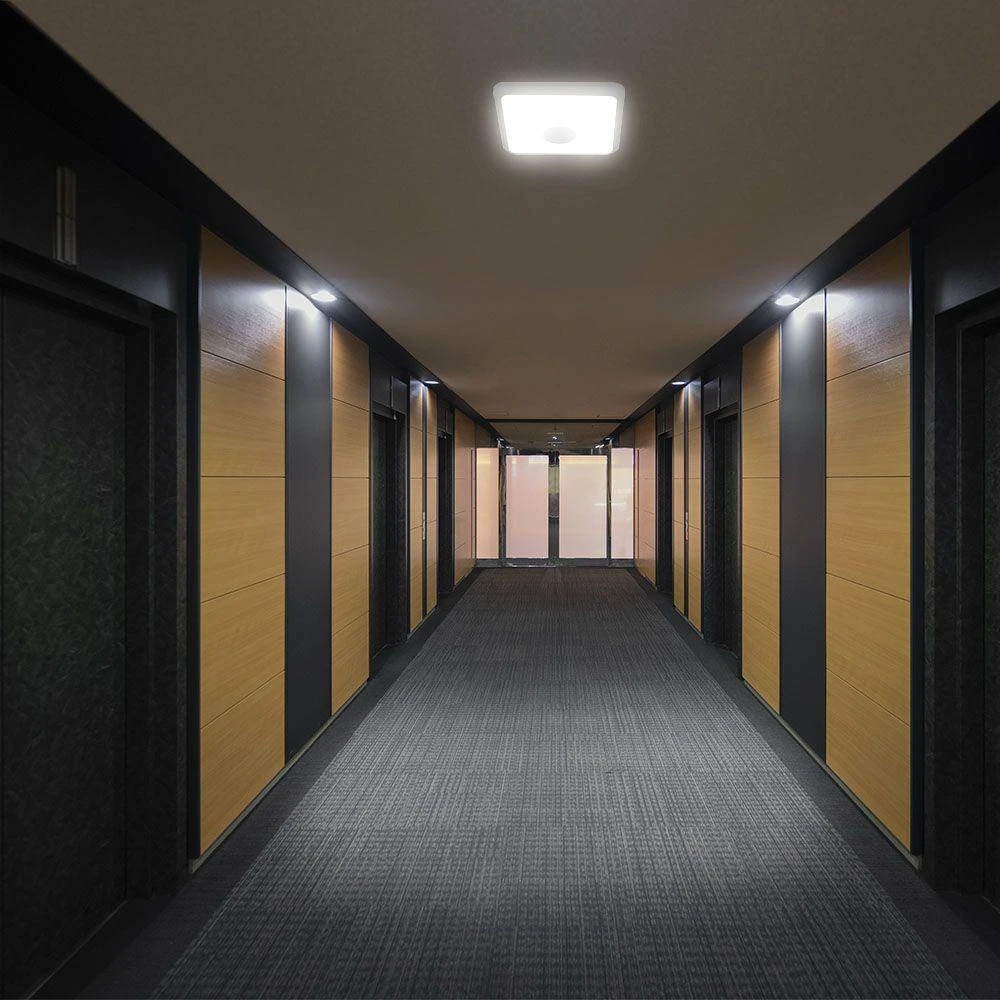 Lubinis šviestuvas 12W LED paviršinis šviestuvas, kvadratinis, baltas, 3000/4000/6000K, su judesio davikliu, CREE LED chip