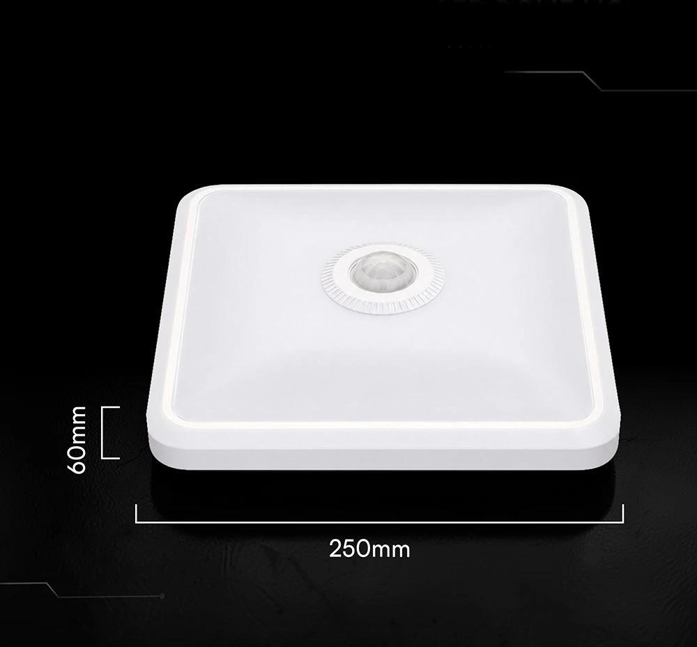 Lubinis šviestuvas 12W LED paviršinis šviestuvas, kvadratinis, baltas, 3000/4000/6000K, su judesio davikliu, CREE LED chip