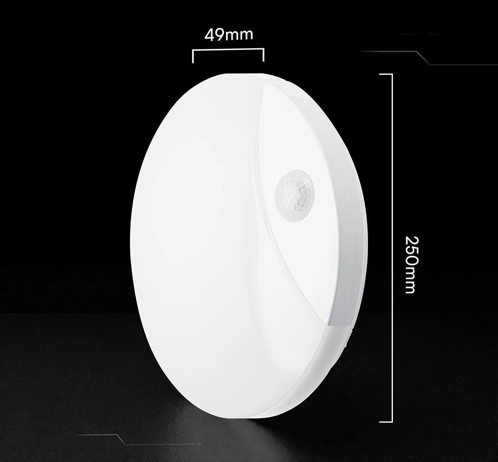 Lubinis šviestuvas 15W LED paviršinis šviestuvas, baltas, 3000/4000/6000K, su judesio davikliu, IP44, CREE LED chip