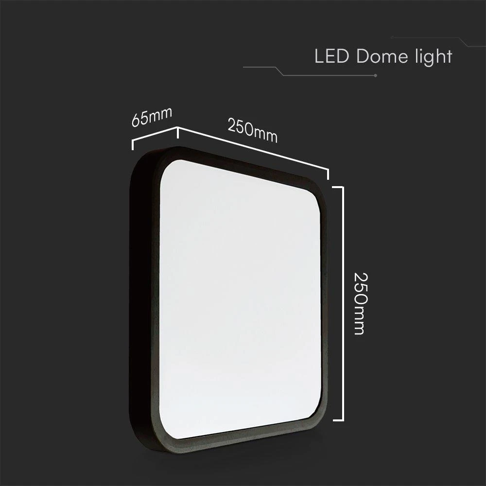 Lubinis šviestuvas V-tac 18W LED paviršinis šviestuvas, juodas, 3000K, IP44, kvadratinis, SAMSUNG LED chip
