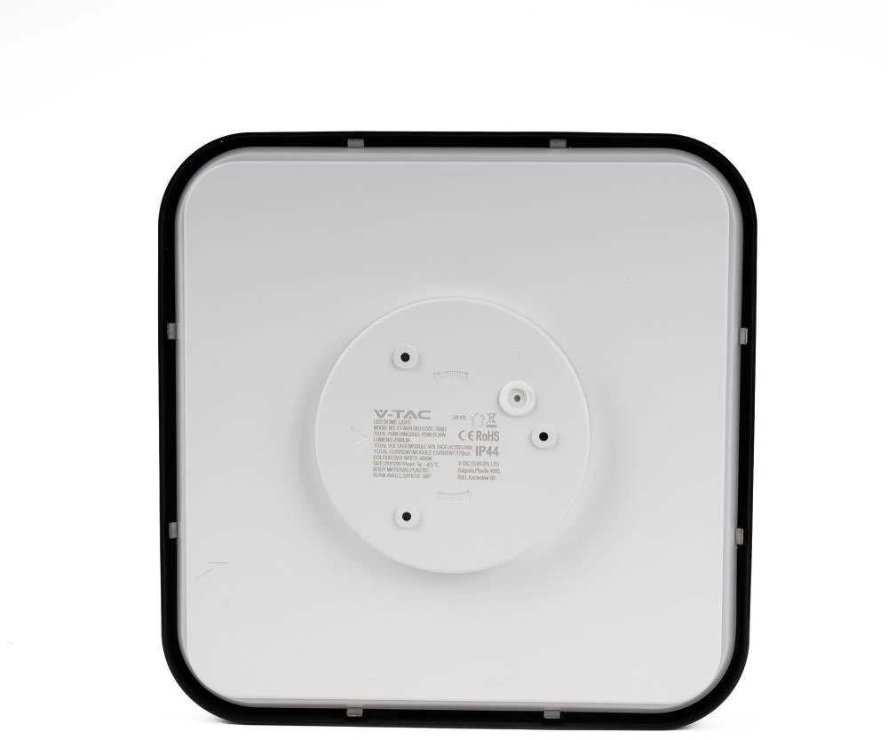 Lubinis šviestuvas V-tac 18W LED paviršinis šviestuvas, juodas, 3000K, IP44, kvadratinis, SAMSUNG LED chip