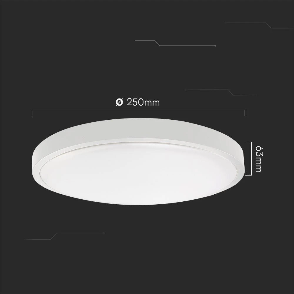 Lubinis šviestuvas V-tac 18W LED paviršinis šviestuvas, baltas, 6500K, IP44, SAMSUNG LED chip