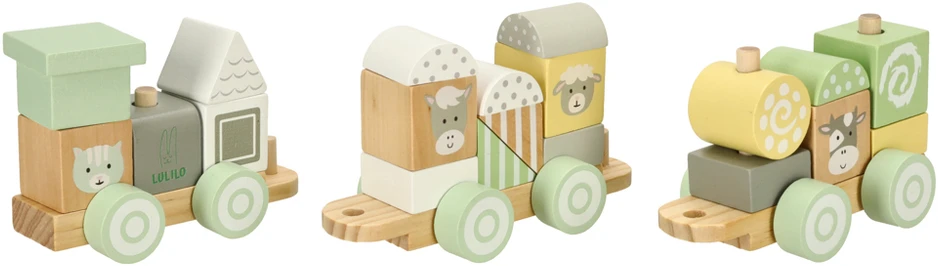 Ikonka Lulilo Train medinis traukinys pastelė