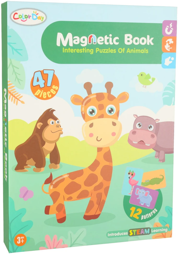 Ikonka Magnetinė dėlionė safario gyvūnai 47el.