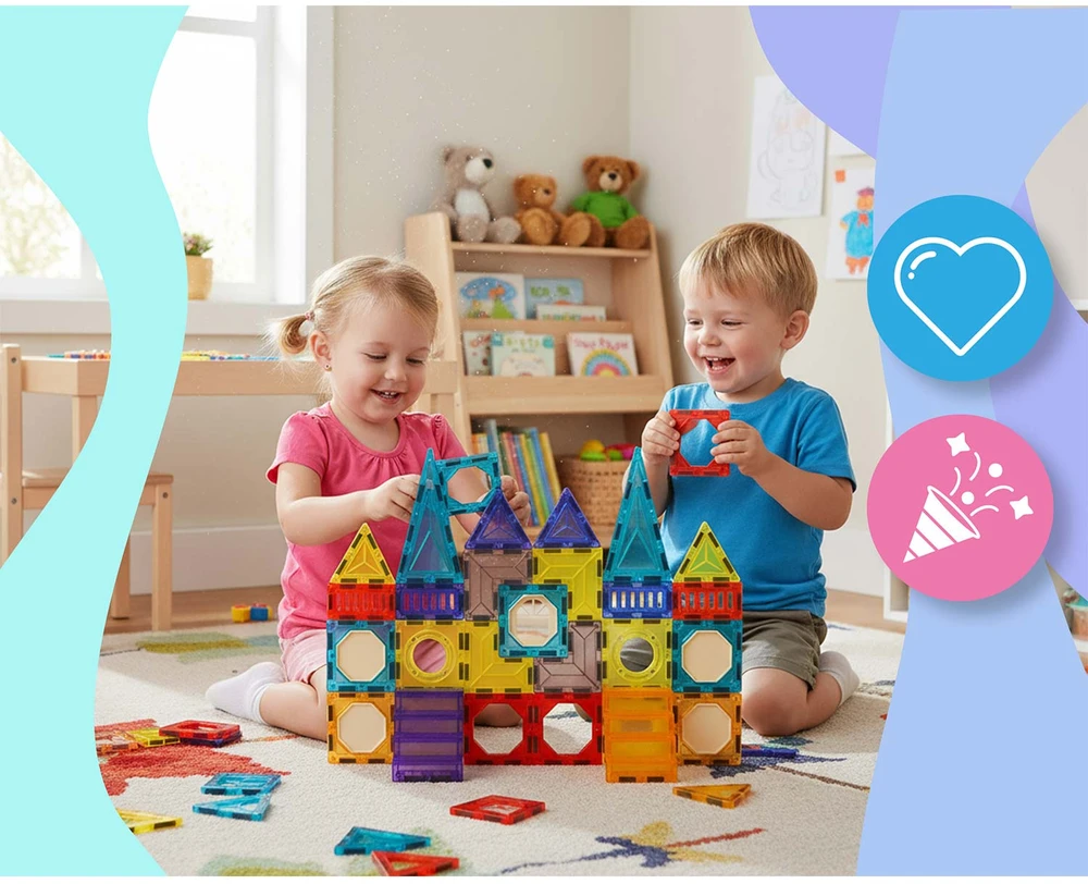 Magnetinės edukacinės konstruktoriaus kaladėlės, 71 vnt., RK-782 Ricokids