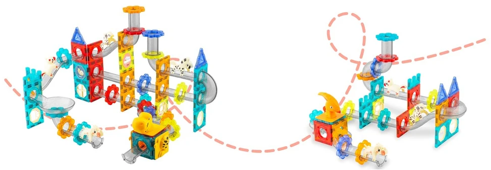 Magnetiniai kaladėlės Dinozaurai su čiuožykla RK-764 Ricokids