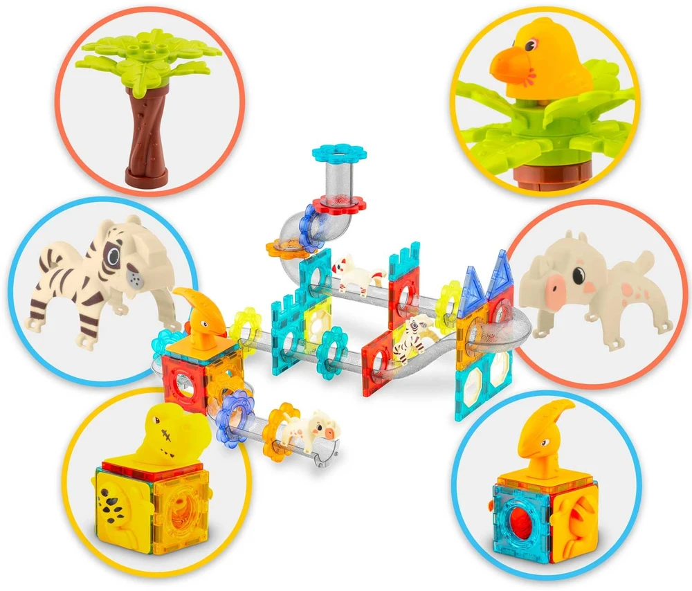 Magnetiniai kaladėlės Dinozaurai su čiuožykla RK-764 Ricokids