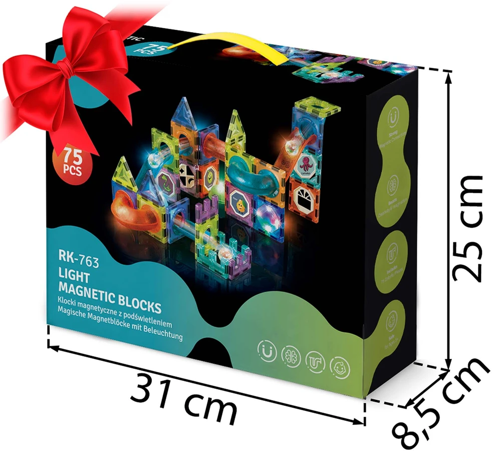 Magnetinės kaladėlės su apšvietimu RK-763 Ricokids