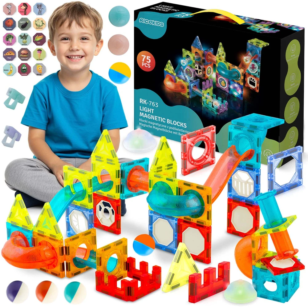 Magnetinės kaladėlės su apšvietimu RK-763 Ricokids