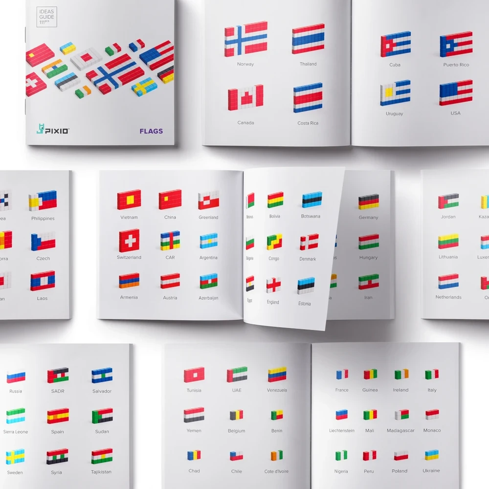 Magnetiniai kūrybiniai PIXIO FLAGS kaladėlės mokymuisi apie pasaulio vėliavas, vaikams nuo 6 metų