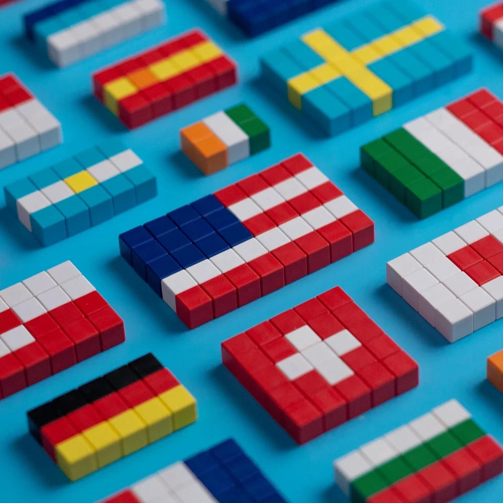 Magnetiniai kūrybiniai PIXIO FLAGS kaladėlės mokymuisi apie pasaulio vėliavas, vaikams nuo 6 metų