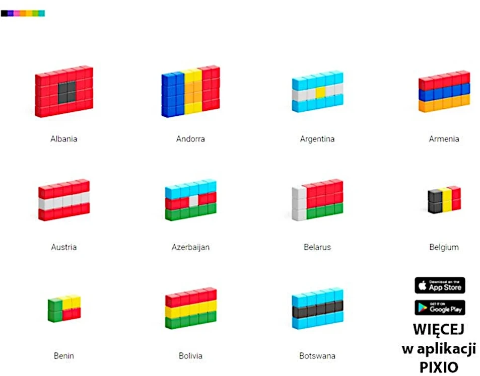Magnetiniai kūrybiniai PIXIO FLAGS kaladėlės mokymuisi apie pasaulio vėliavas, vaikams nuo 6 metų