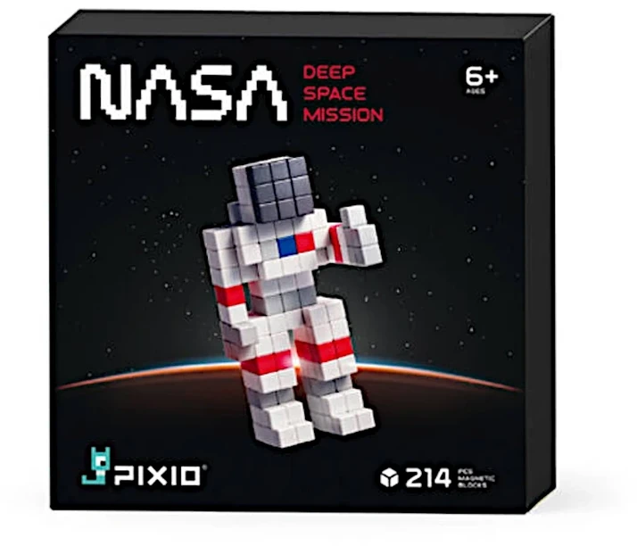 Magnetiniai PIXIO NASA kosminių astronautų konstruktoriaus rinkinys vaikams nuo 6 metų, 214 detalių, spalvotas