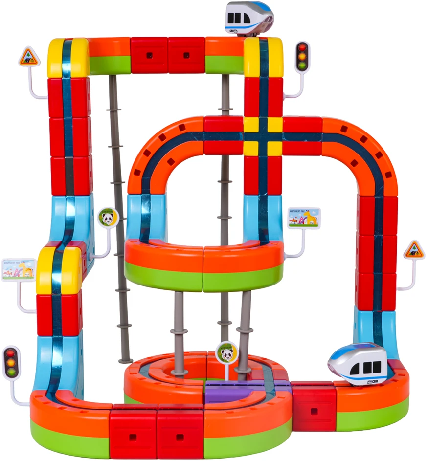 Magnetinis spalvotas traukinys 140 vnt