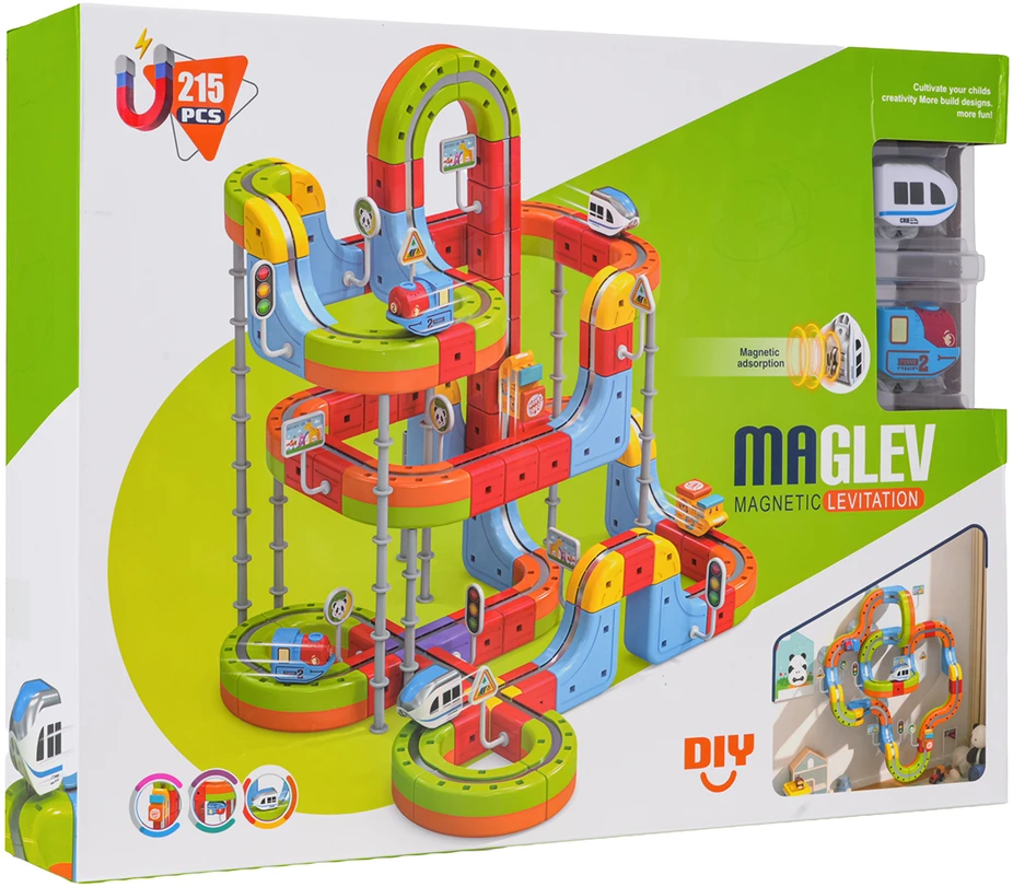 Magnetinis spalvotas traukinys 215 vnt