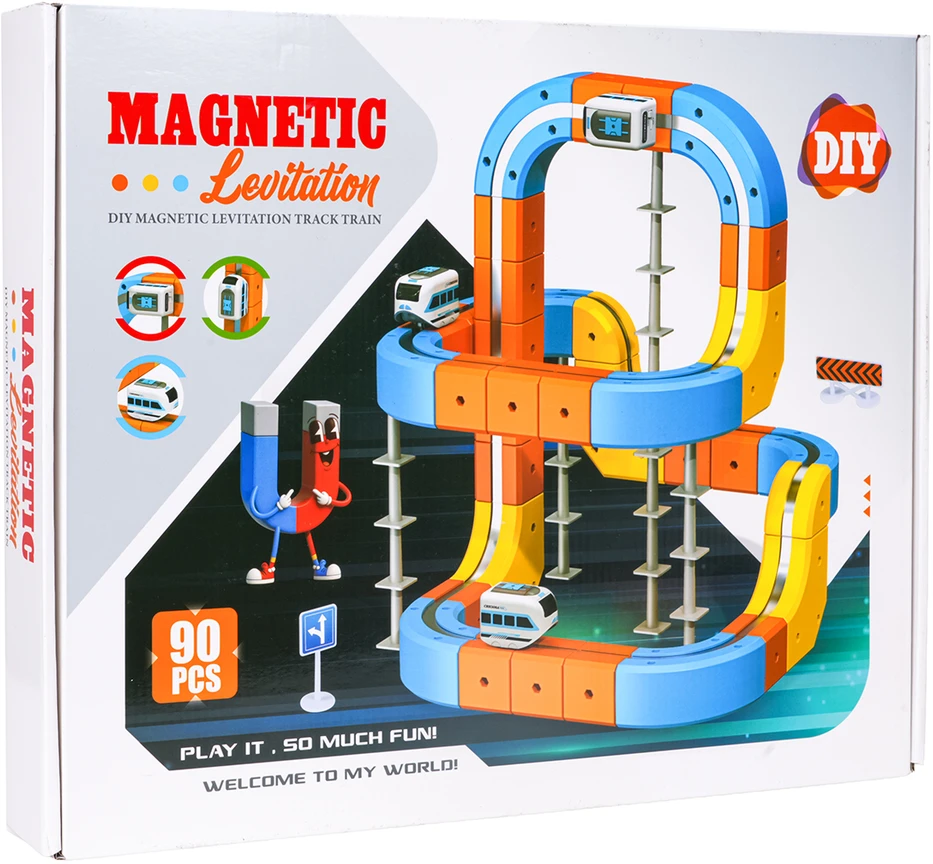 Magnetinis spalvotas traukinys 90 vnt