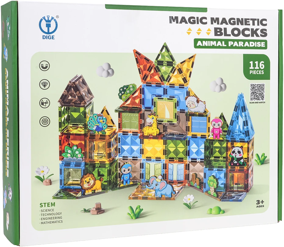 Magnetinių blokelių rinkinys 116 vnt