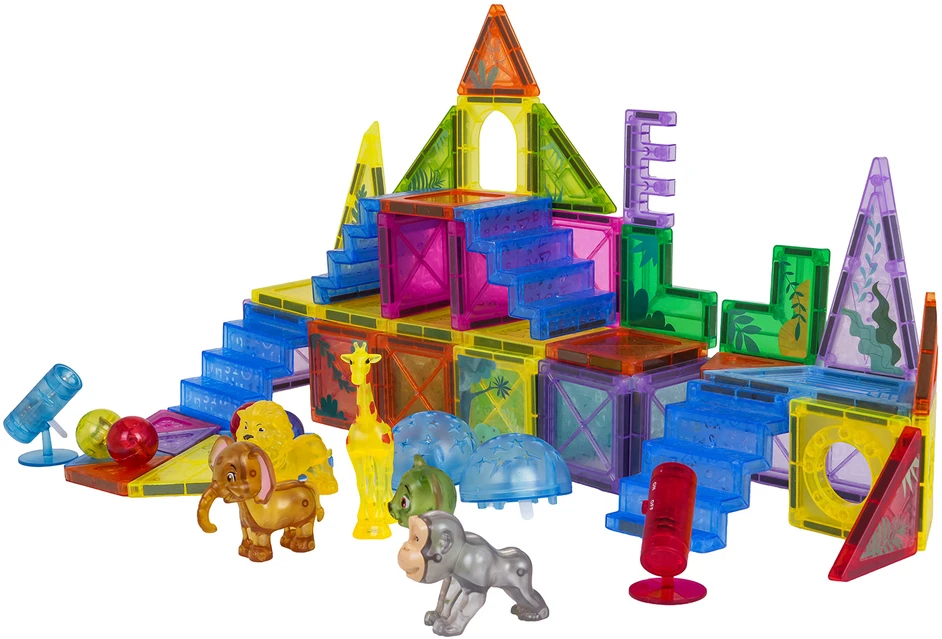 Magnetinių blokelių rinkinys 3D ZOO, 64 vnt
