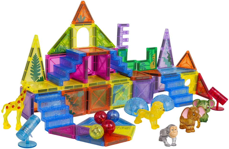 Magnetinių blokelių rinkinys 3D ZOO, 64 vnt