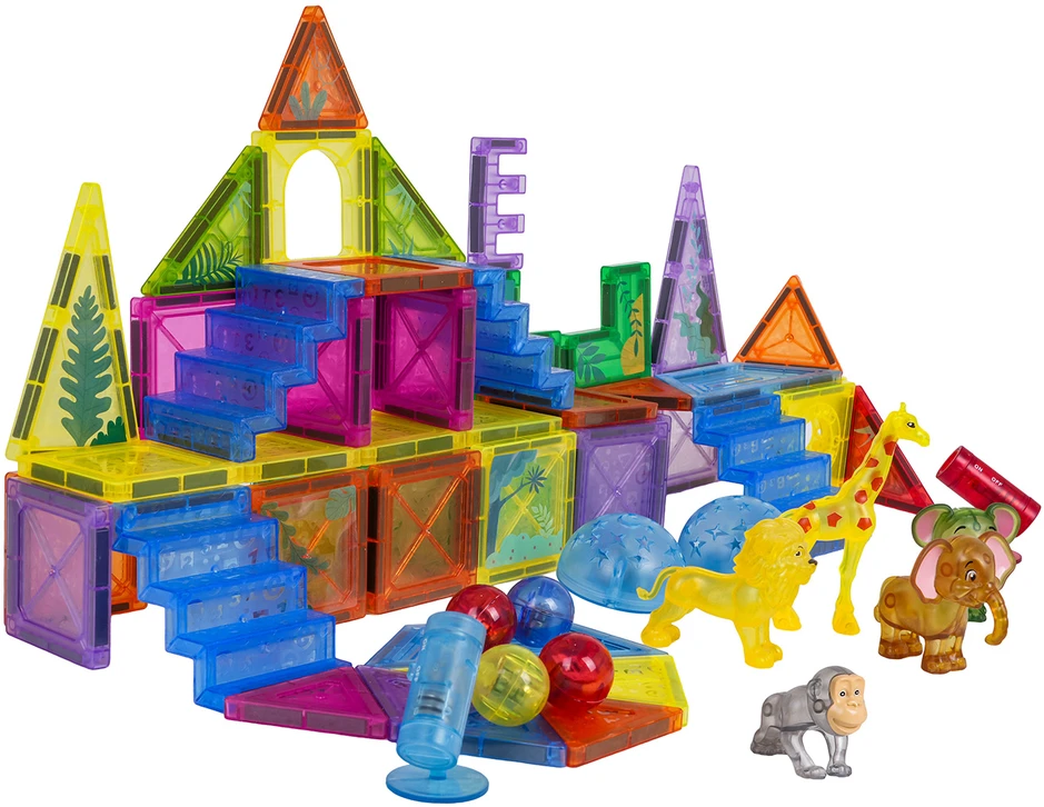 Magnetinių blokelių rinkinys 3D ZOO, 64 vnt