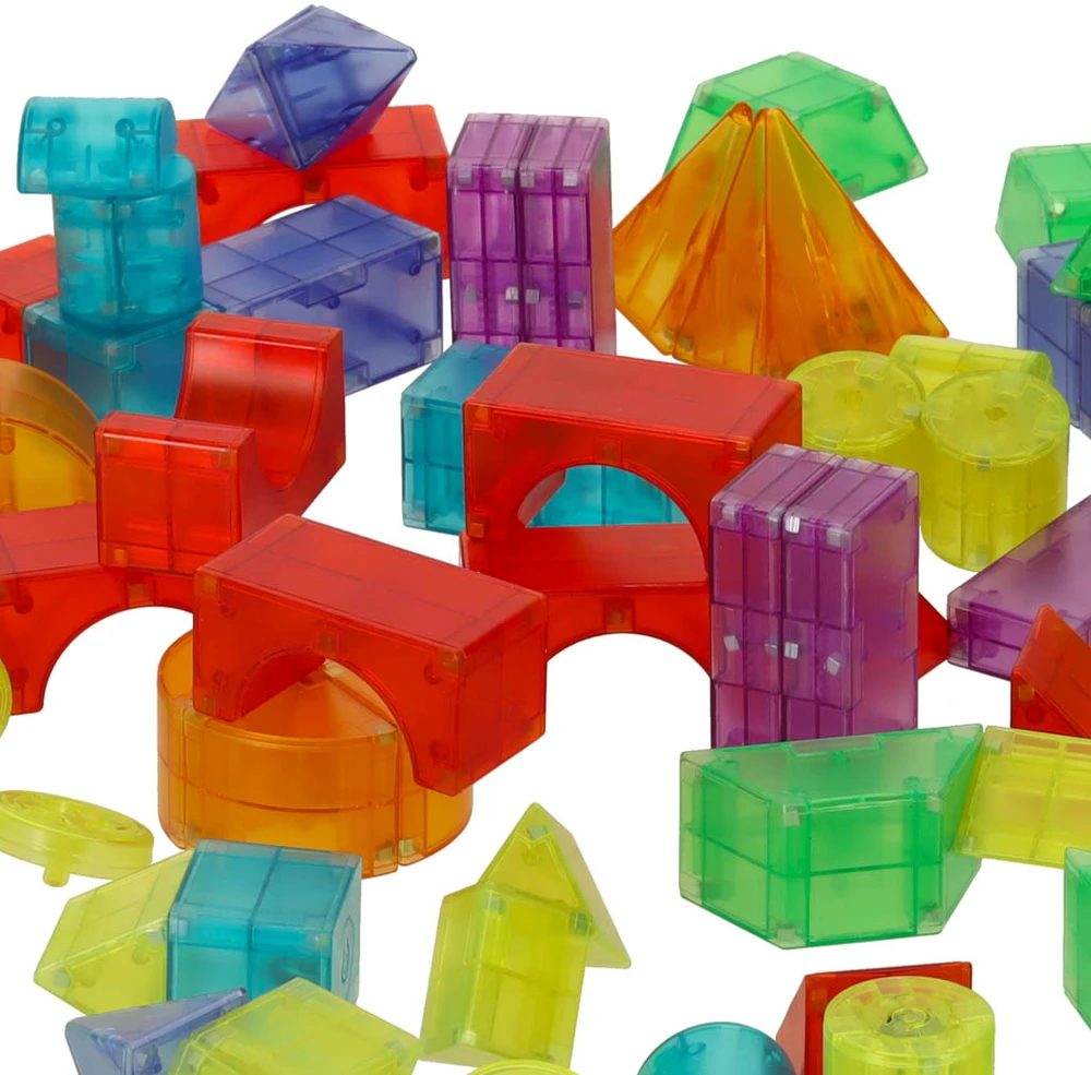 3D konstrukcinės magnetinės plytos LED šviečiančios 64 vnt.