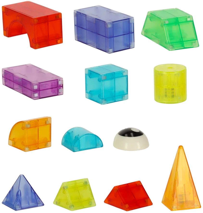 3D konstrukcinės magnetinės plytos LED šviečiančios 64 vnt.