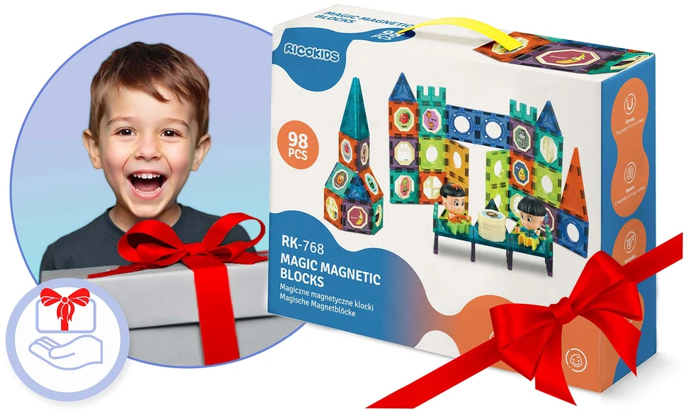 Magnetinių kaladėlių bokštas RK-768 Ricokids